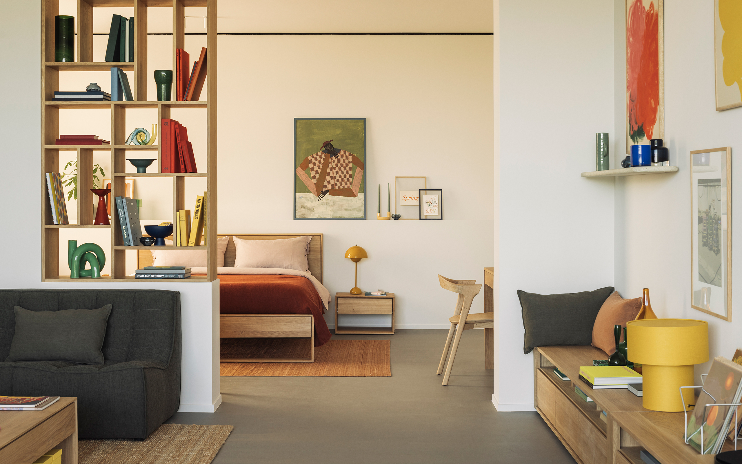 Well-scaled furniture in a compact living room